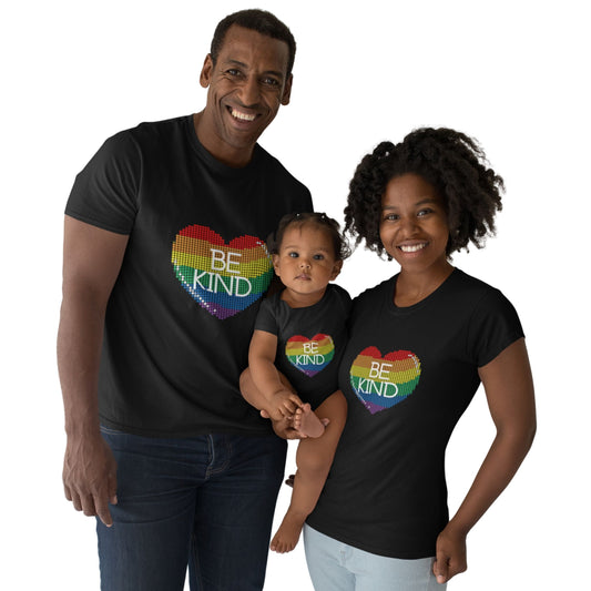 Be Kind Rainbow Heart Baby Short Sleeve One Piece Onesie