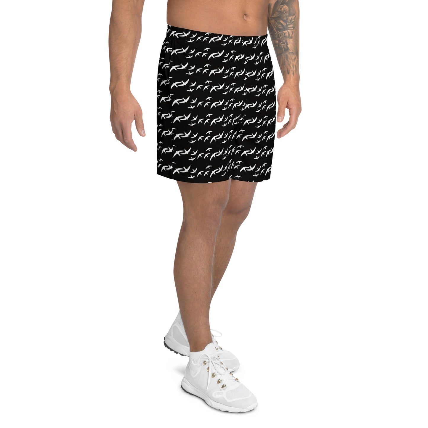 Men's Black Logo Athletic Long Shorts