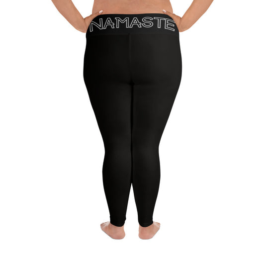 Namaste Solid Black Plus Size Yoga/Sport Leggings