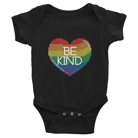 Be Kind Rainbow Heart Baby Short Sleeve One Piece Onesie