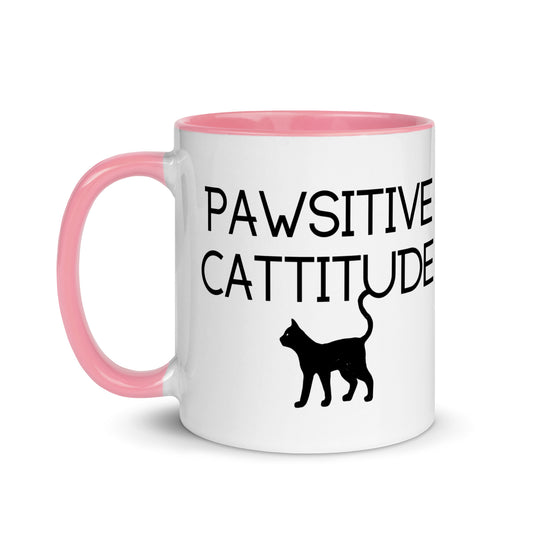 Pawsitive Cattitude Mug with Color Inside