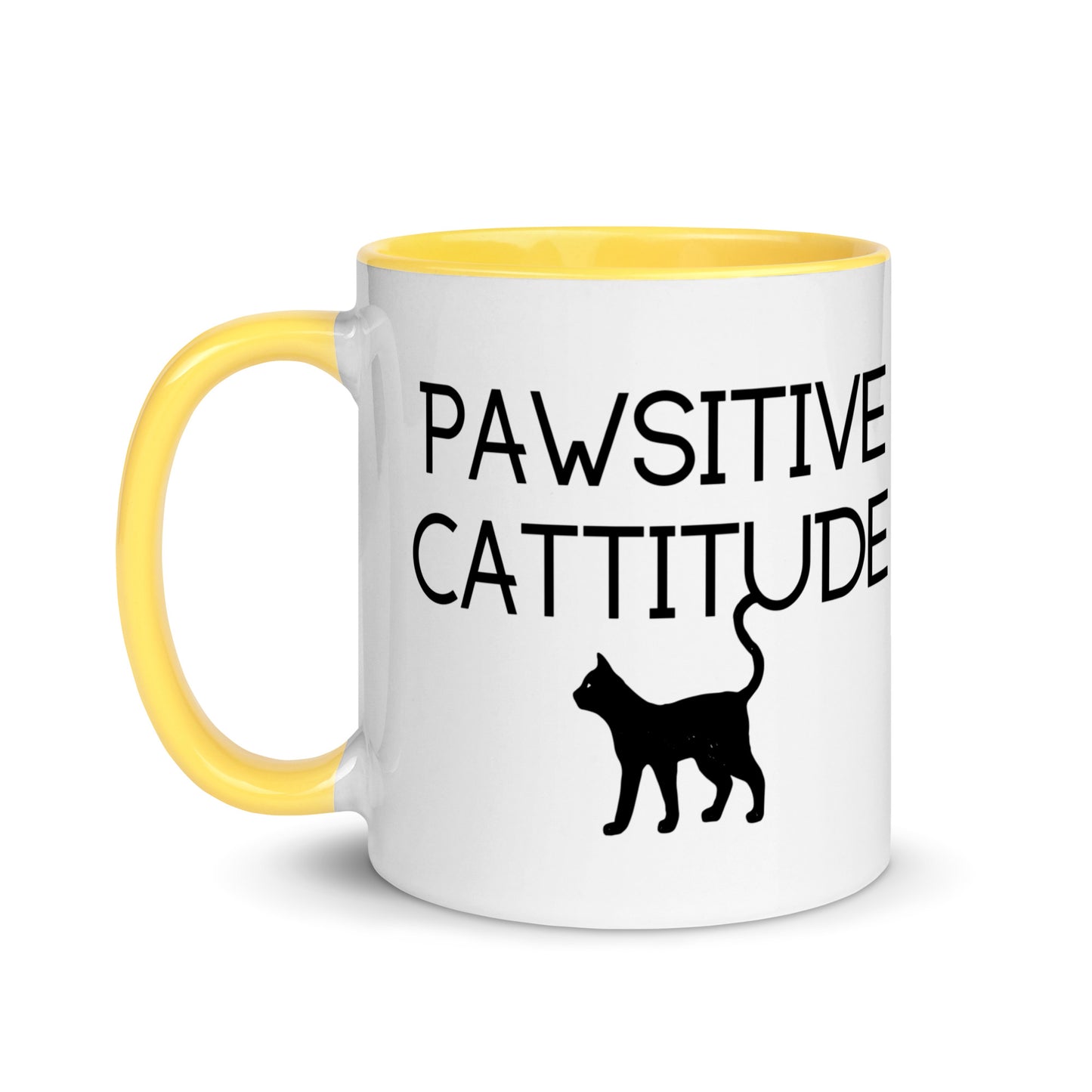 Pawsitive Cattitude Mug with Color Inside