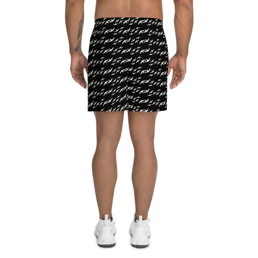 Men's Black Logo Athletic Long Shorts