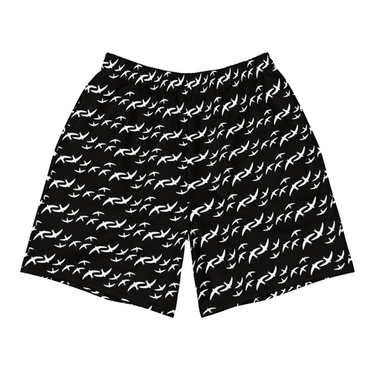 Men's Black Logo Athletic Long Shorts