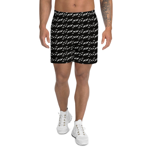 Men's Black Logo Athletic Long Shorts