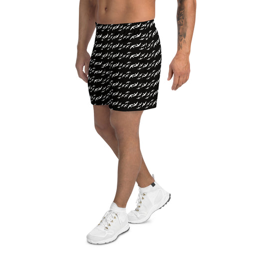 Men's Black Logo Athletic Long Shorts