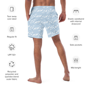 Blue Signature Print Men's Swim Trunks with Pockets UPF 50+