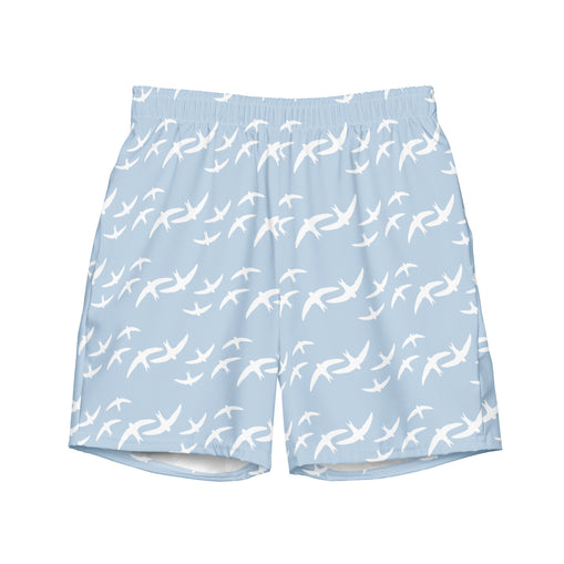 Blue Signature Print Men's Swim Trunks with Pockets UPF 50+