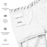 White Signature Print Men's Swim Trunks with Pockets UPF 50+