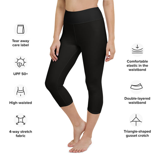 Yoga/Sports Solid Black Capri Leggings