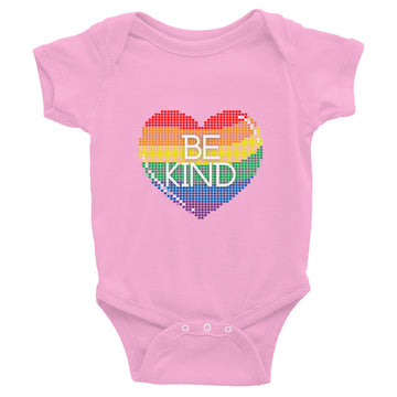 Be Kind Rainbow Heart Baby Short Sleeve One Piece Onesie