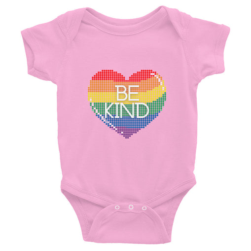 Be Kind Rainbow Heart Baby Short Sleeve One Piece Onesie