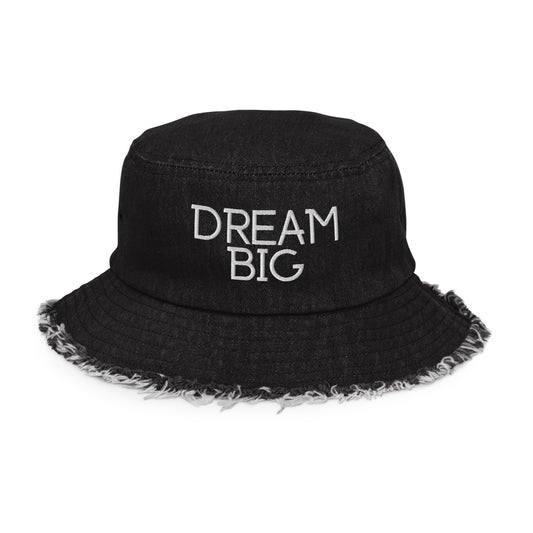 Dream Big Distressed Denim Bucket Hat