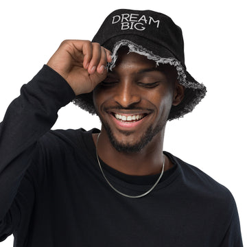 Dream Big Distressed Denim Bucket Hat