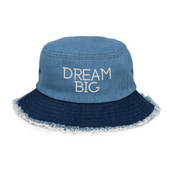 Dream Big Distressed Denim Bucket Hat