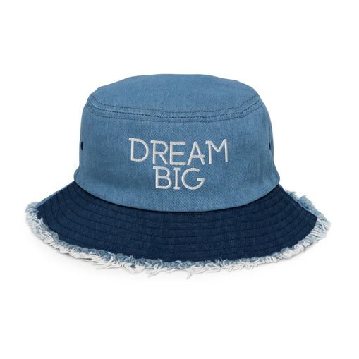 Dream Big Distressed Denim Bucket Hat