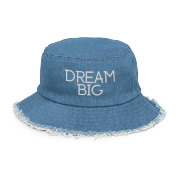 Dream Big Distressed Denim Bucket Hat