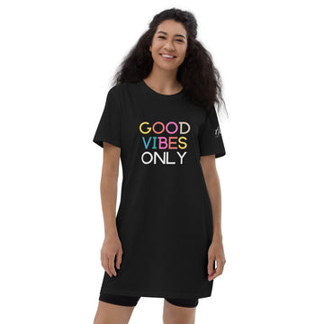 Good Vibes Organic Cotton T-Shirt Dress/Beach Cover-Up