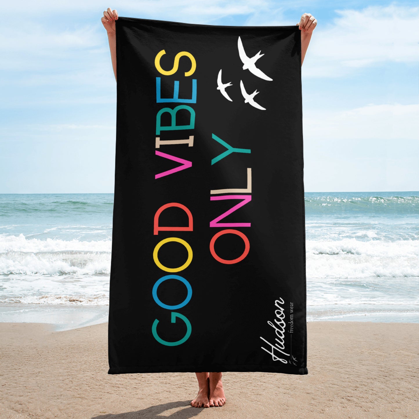 Good Vibes Only Rainbow Beach Towel