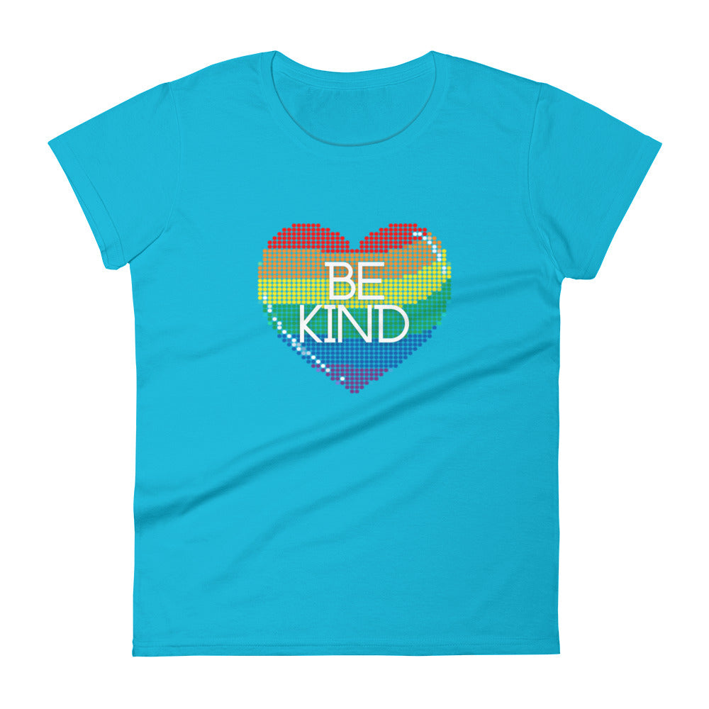Be Kind Rainbow Heart Women's Short Sleeve T-Shirt