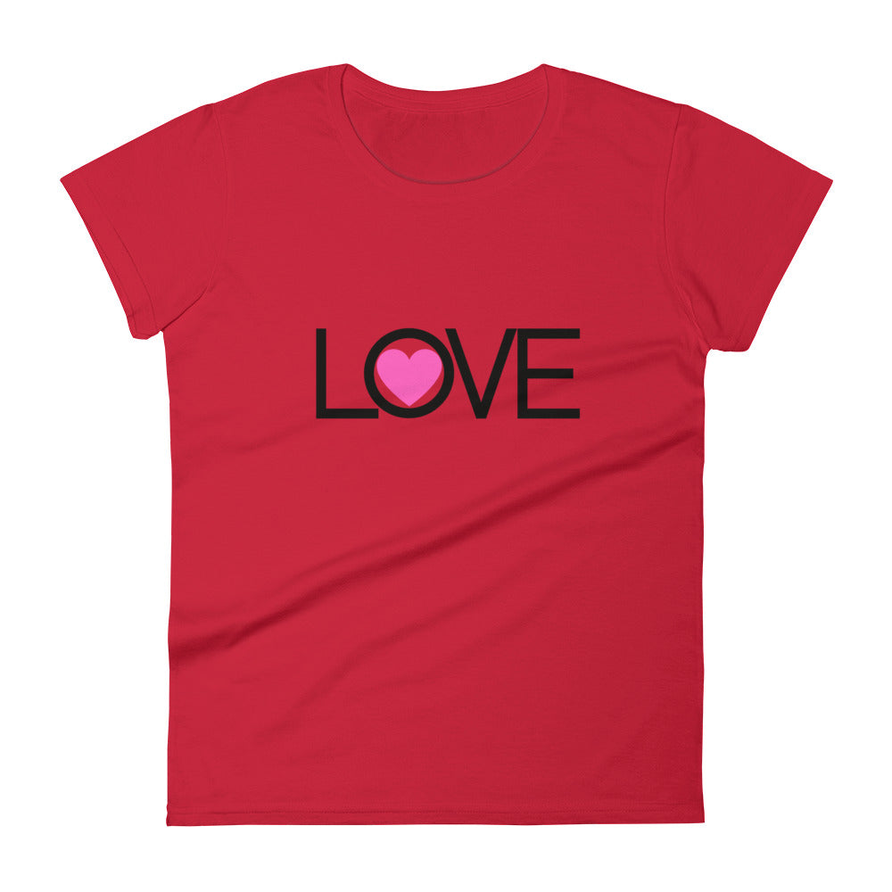 Love (with Pink Heart) Women's Short Sleeve T-Shirt