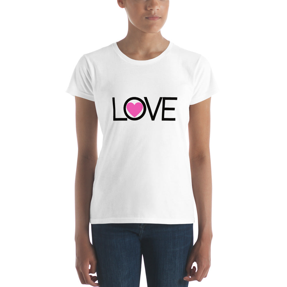 Love (with Pink Heart) Women's Short Sleeve T-Shirt
